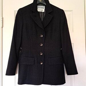 Gianfranco Ferré Italy Jacket Skirt Suit Military Style Gray Wool VTG Sz EU38/40